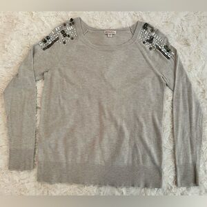 Beige Sweater with Jewel Accents